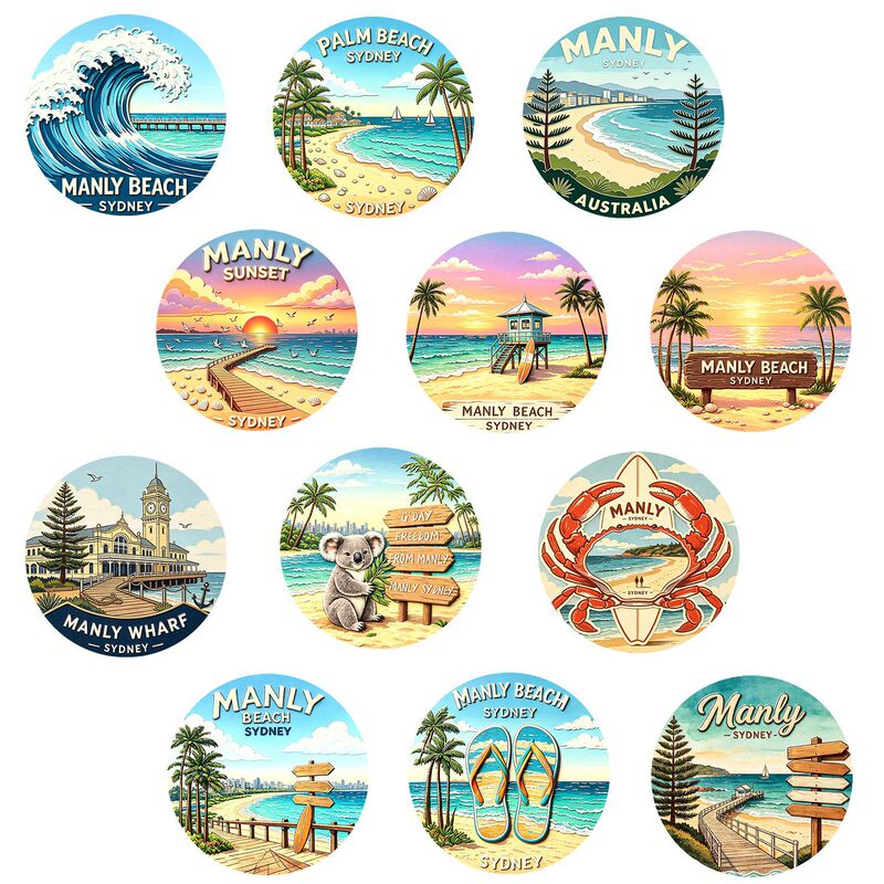 Australia Manly seaside scenery magnetic sticker palm beach waves pier architecture scenery fridge magnet cultural and creative product