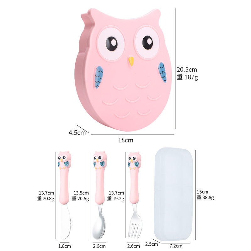 핑크 디너 플레이트 + 나이프, 포크, 스푼 + 휴대용 상자