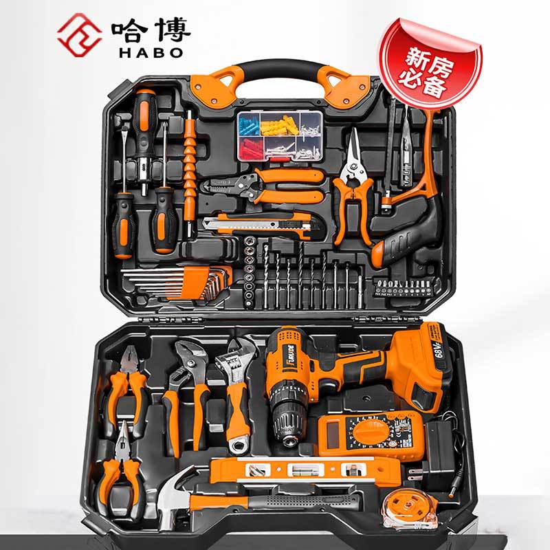 工具箱家用电钻螺丝刀工具套装五金工具大全家庭车载维修电工专用
