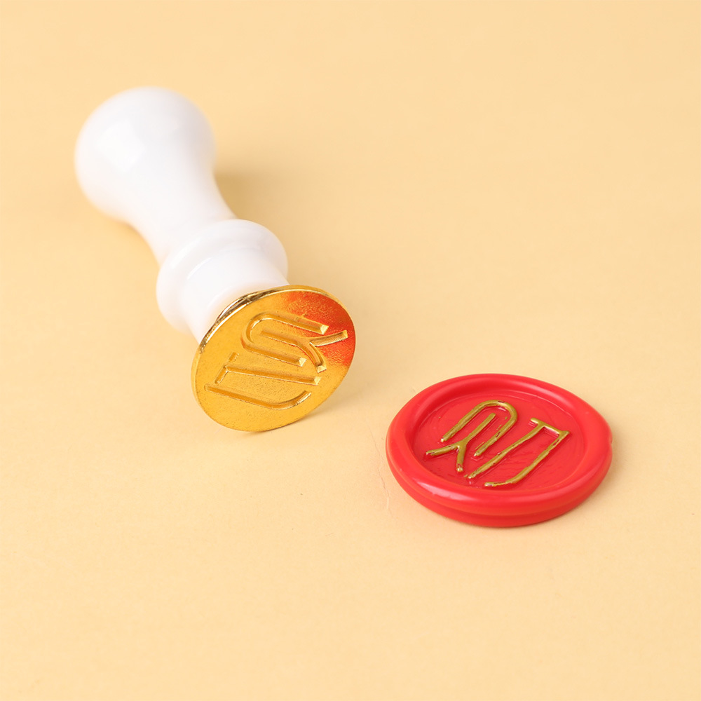 금속 재물 도장 헤드 + 흰색 원형 손잡이