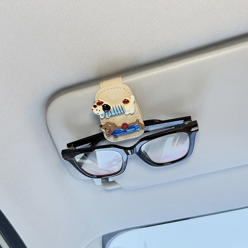2026 New Car-Mounted Glasses Clip, In-Car Sunglasses Storage Clip, Sun Visor Glasses Holder, Cute Dachshund Dog Design