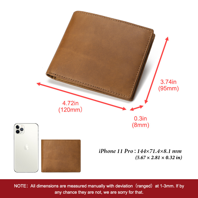 定制厂家疯马皮跨境证件包RFID头层牛皮零钱包男短款真皮男士钱包