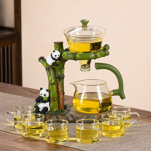 Glass Automatic Tea Set Complete Set for Home Use, Lazy Tea Brewing Gadget, Kung Fu Tea Cup, Teapot, Office High-End Complete Set