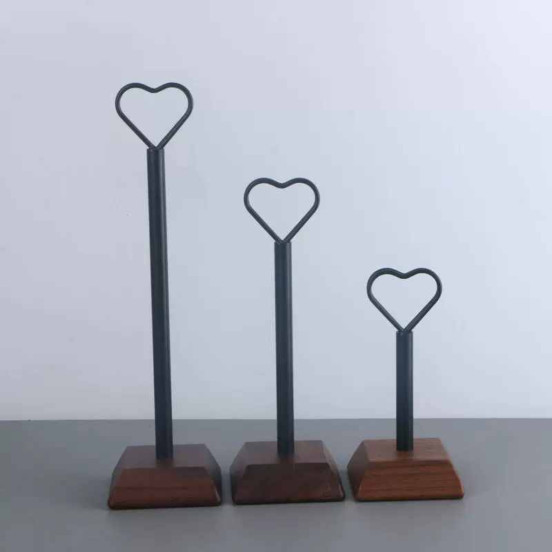 方形实木底座爱心桌号卡餐厅菜单收纳木质名片夹展示架席位卡跨境