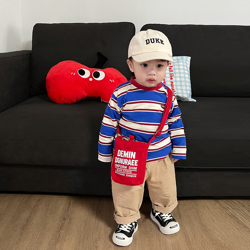 letras de moda coreana, bolsas de hombro para niños y niñas, bolsas de lona mini para bebés, nuevas bolsas de impresión de doble cara para niños
