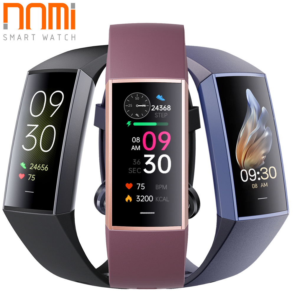 新款1.1inch AMOLED體溫心率血氧鬧鐘天氣多語言C80運動智能手環