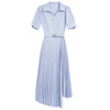 Short sleeve waist tuck skirt with irregular pleats