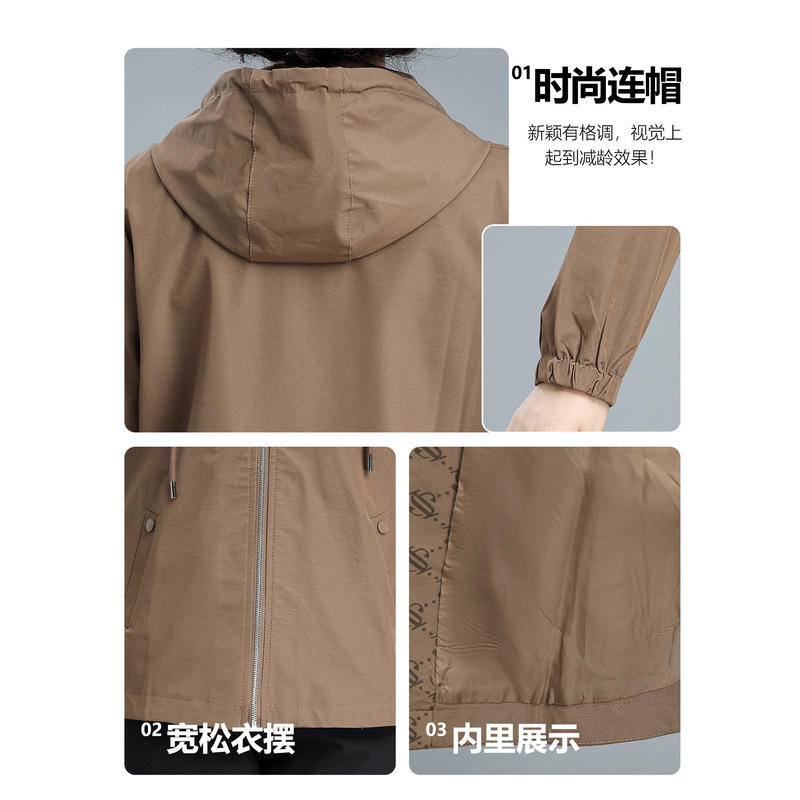 妈妈秋装外套中长款中老年风衣女春秋时尚连帽中年妇女上衣40岁50|undefined