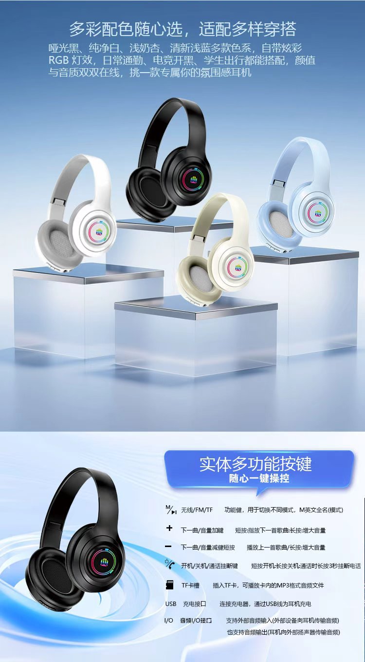 New RD-13 Over-Ear Bluetooth Headphones High Fidelity Long Battery Life Gaming Noise Cancellation Wholesale Factory Supply