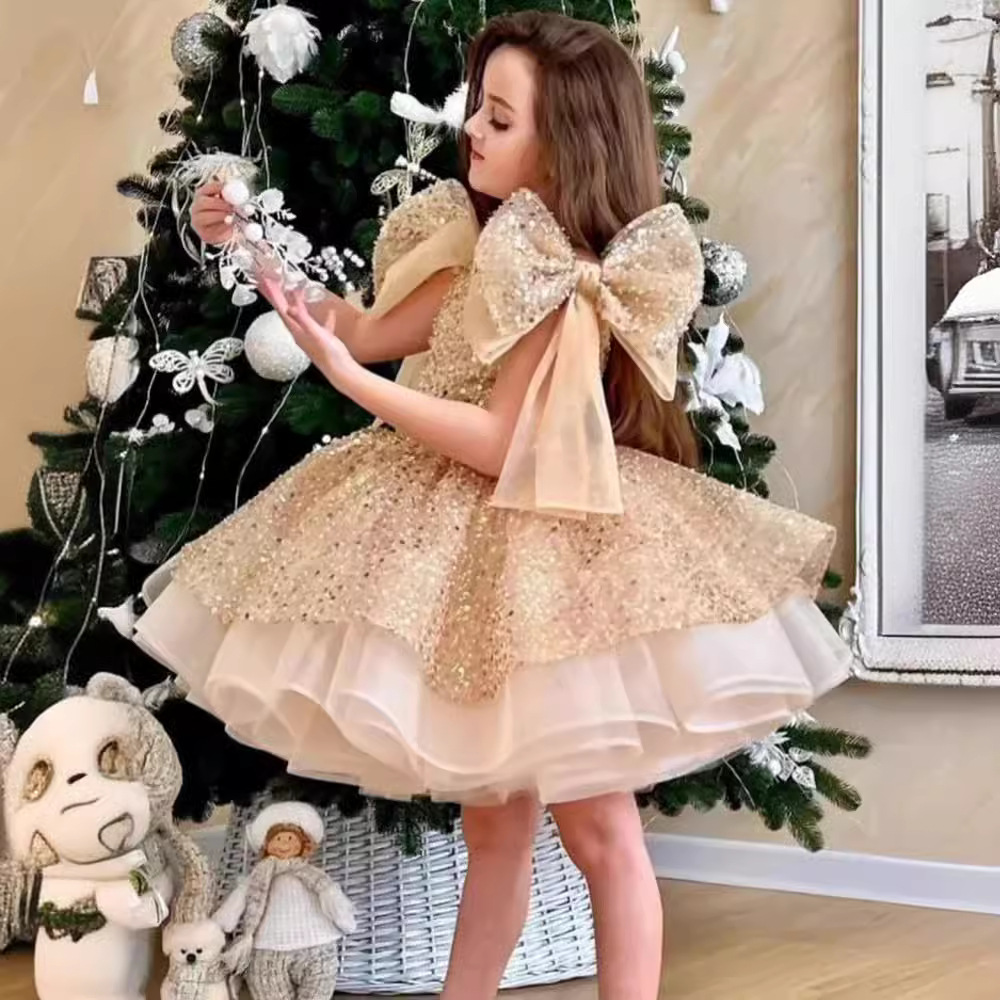 Baby Princess Dress White Mesh Evening Gown With Puffy Skirt For Flower Girl Girls' Elegant Clothing (0-3Y)【Pre-sale | Ships In 15 Days】_voghion.com