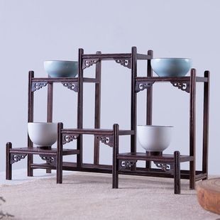 Solid Wood Bogu Rack New Chinoiserie Chicken Wing Wood Classical Duobao Pavilion Antique Rack Tea Set Rack Storage Rack Ornaments Display Rack