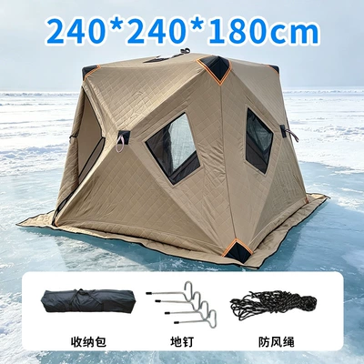 fishing house, outdoor winter fishing shelter, Avtomobil dam çadırları - two-doors-and-four-windows-242418mkhaki-color-3-4-people