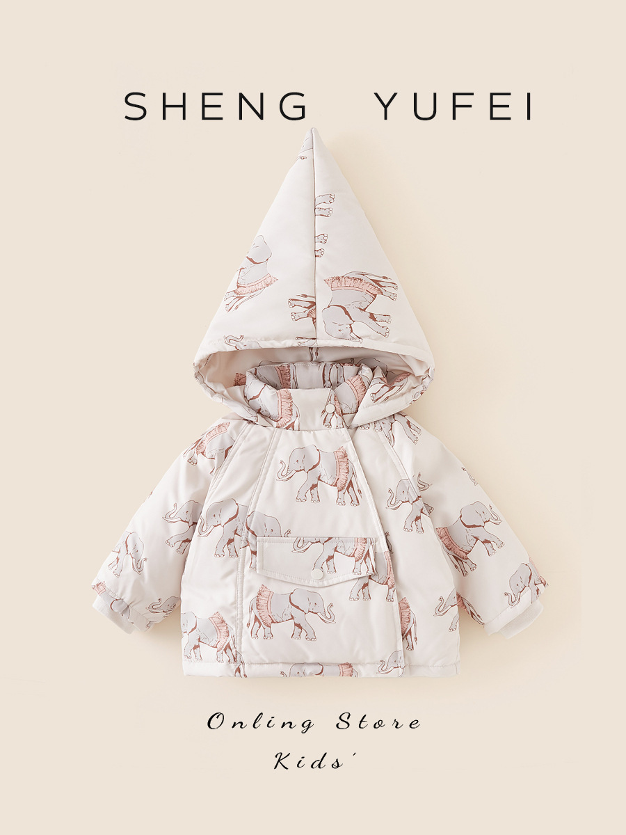 25冬季新品儿童羽绒服北欧风童装可爱魔法精灵帽中小童防寒外套