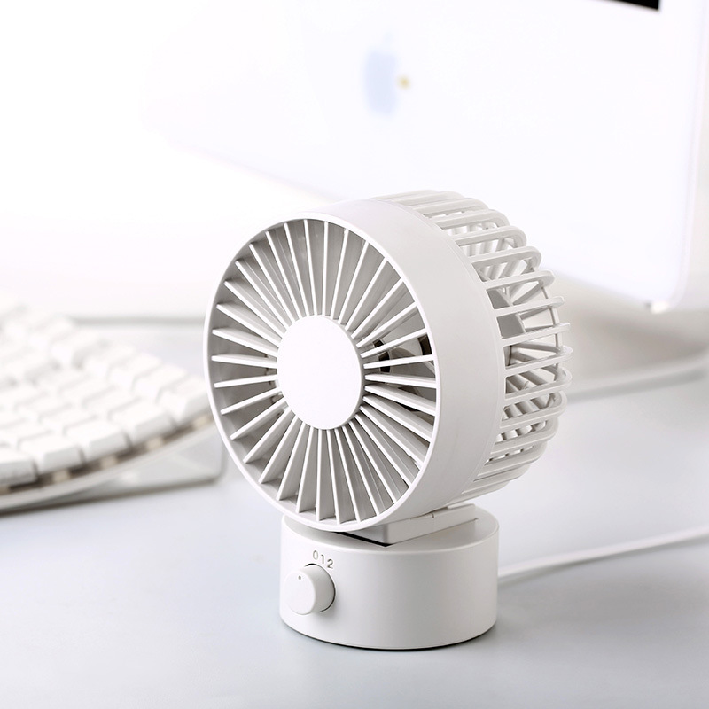 Unprinted Double-Leaf Desktop Fan USB Angle Adjustable Mini Dormitory Desk Office Cooling Fan Desktop Japanese and Korean Style