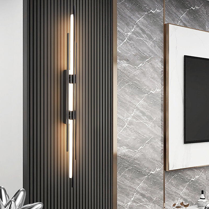 Carga libre lujo lámpara de pared de cabezal de cama cableado dormitorio TV escalera lámpara de pared de fondo pared de bronce larga sala de estar toda la luz