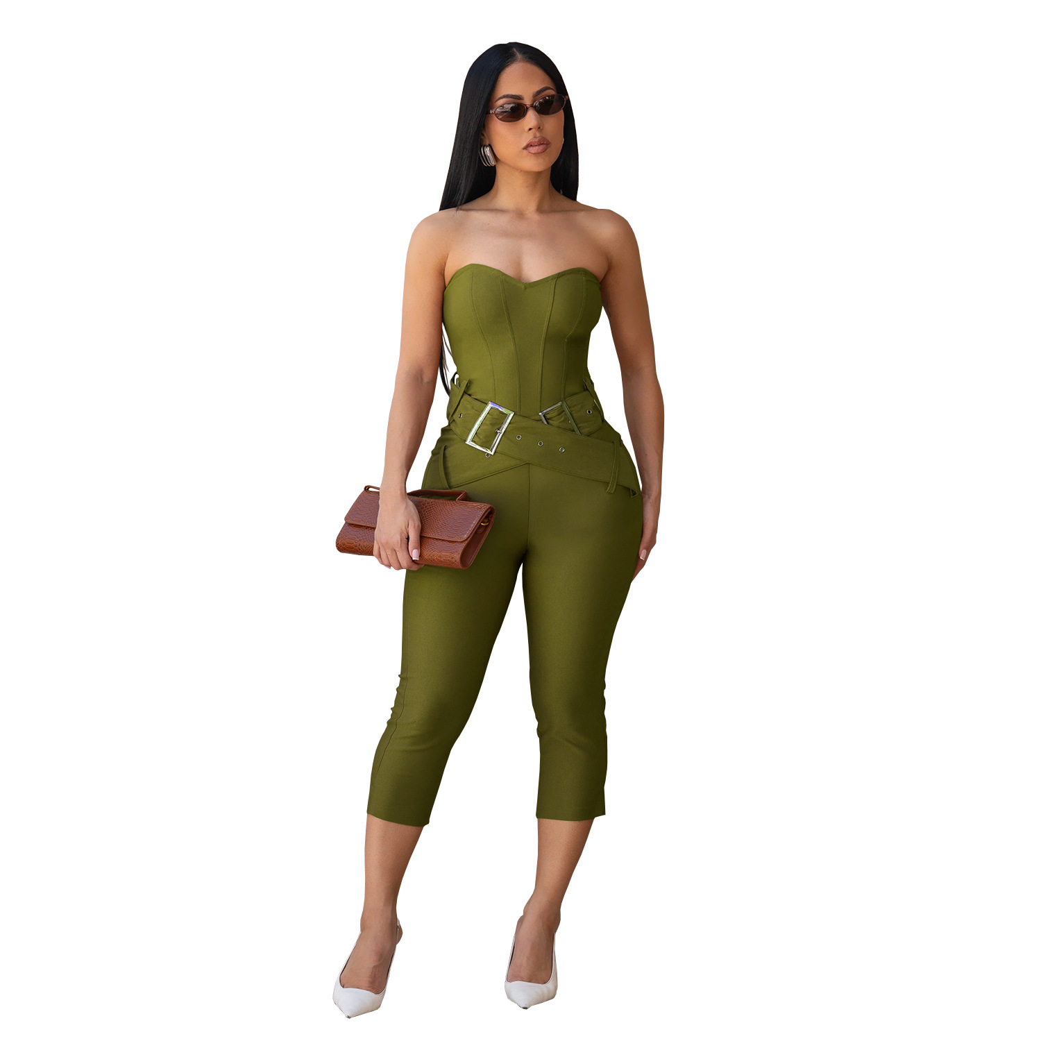 C7693 Aliexpress transfronterizo Amazon Europa y América de moda femenina sexy delgada de color sólido junkie