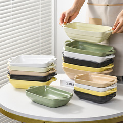 【Patent Copyright】Ceramic Double-Ear Baked Bowl, Home Use Layered Plate, Korean Style Oven and Microwave