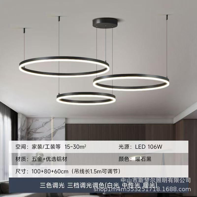 现代简约环形圆圈客厅灯具LED吊灯家用智能创意2025新款中山灯具|undefined
