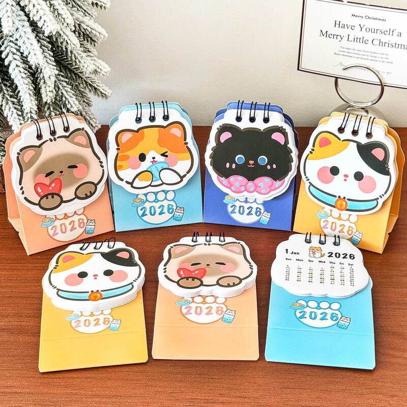 New Cute Animal-Shaped Beanie Desk Calendar 2026 Cartoon Mini High-Looking Small Calendar Student Planner