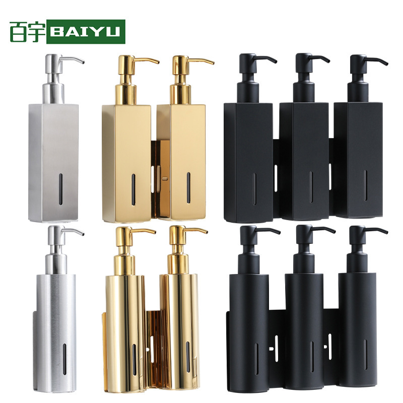304 Stainless Steel Soap Dispenser Hotel Wall-Mounted Bathroom Soap Bottle Shower Gel Press Wall-Mounted Hand Sanitizer Bottle