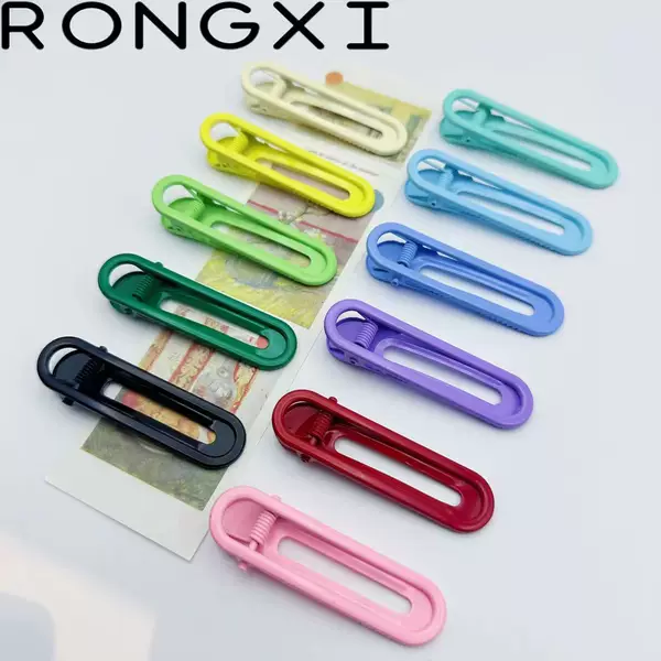 6cm Double-Ended Glossy Hollow Seamless Duckbill Clip High-Quality Dopamine Candy Color DIY Hair Clip Material Accessories