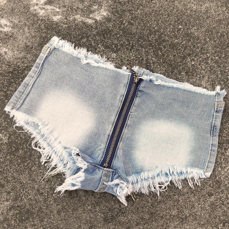 Amazon Cross-Border European and American Jeans Slimming Low-Waist Denim Shorts Women's Elastic Plus Size Ripped Tight Hot Pants