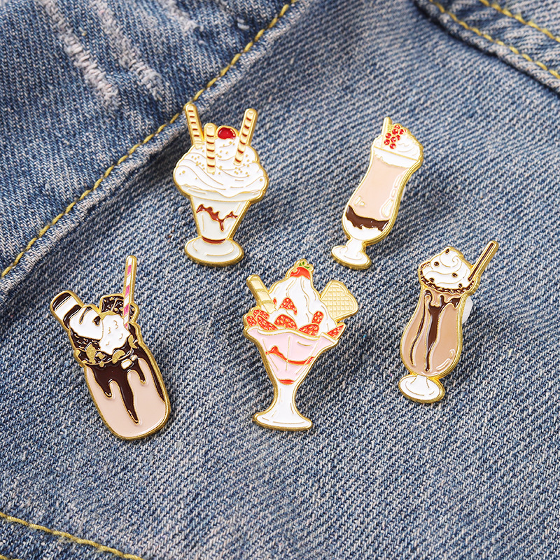 European And American New Cool Drinks Series Alloy Brooch Creative Man And Woman Cartoon Cream Ice Cream Style Badge display picture 9