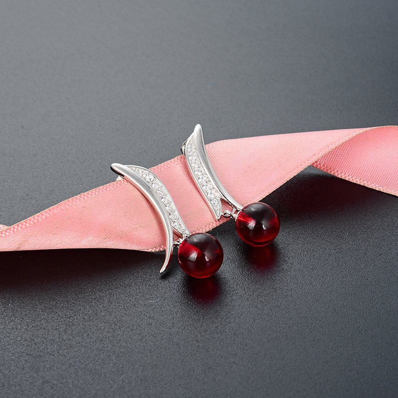 FUENTE Fábrica elegante circón accesorios pendientes estilo japonés y coreano s925 accesorios de las mujeres de plata redondas cuentas pendientes de la joyería