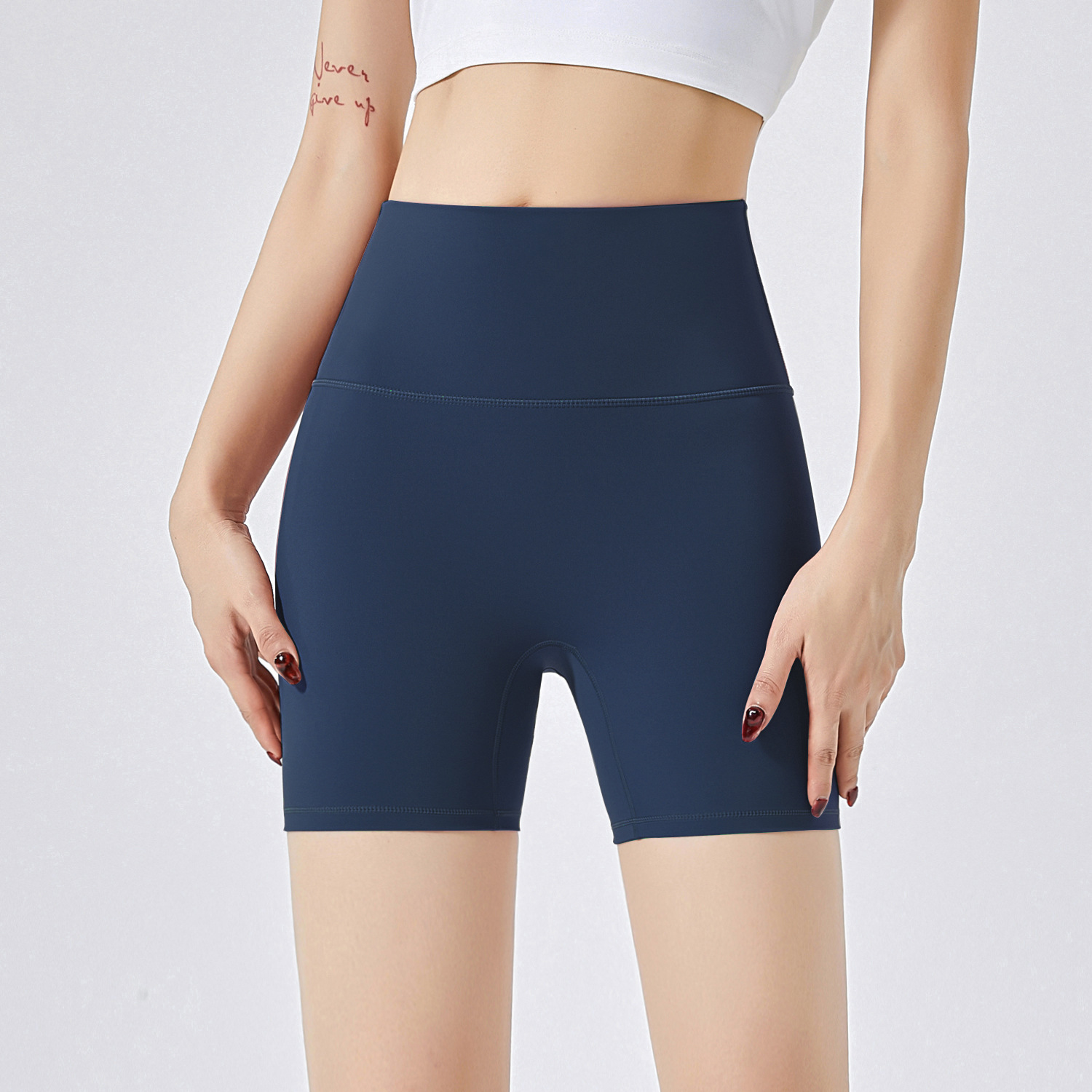 LAHN Yoga Fitness Honey Peach Hip Fitness Pantalones cortos de mujer anti-reducción de borde anti-avergonzamiento de montar pantalones deportivos