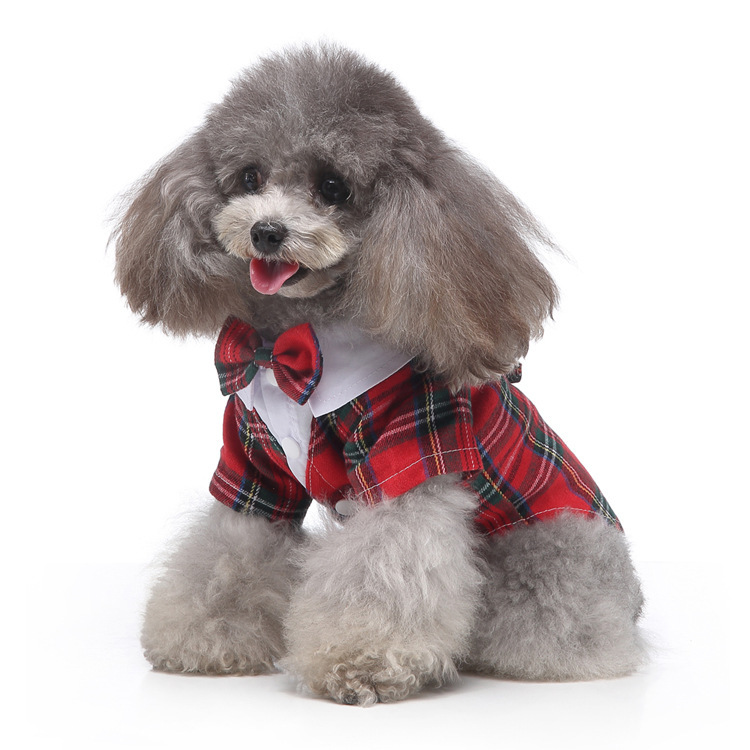 Camisa de caballero para perro con corbata de rayas negras, traje con capucha para perro, estilo cola de golondrina para vestido de boda de verano, ropa para mascotas_voghion.com