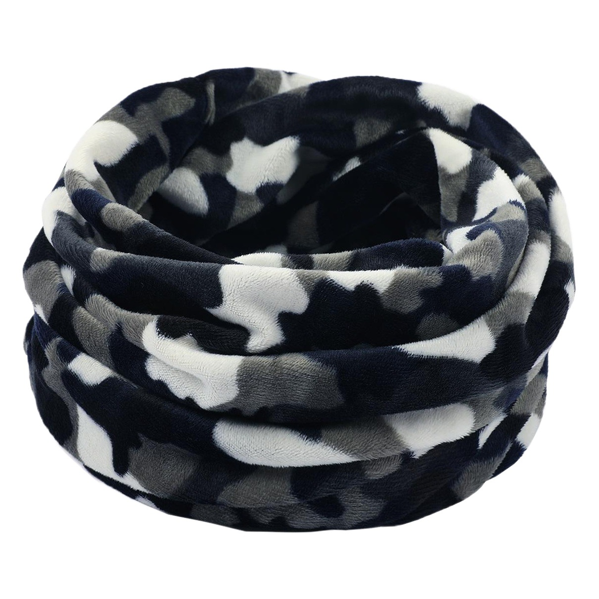 Autumn and Winter Printed Warm Short Plush Neck Warmer, European and American Style, Unisex Single-Loop Double-Layer Knitted Neck Warmer, Thickened for Warmth