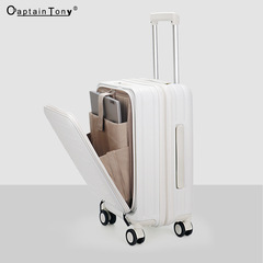 New aluminum-framed front-loading travel suitcase, 20-inch student boarding suitcase, large capacity, pull-along suitcase
