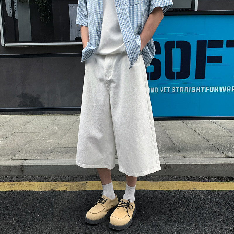 White heavy-duty men's summer thin American retro work shorts, loose fit, large size, casual youth pants White heavy-duty men's summer thin American retro work shorts, loose fit, large size, casual youth pants