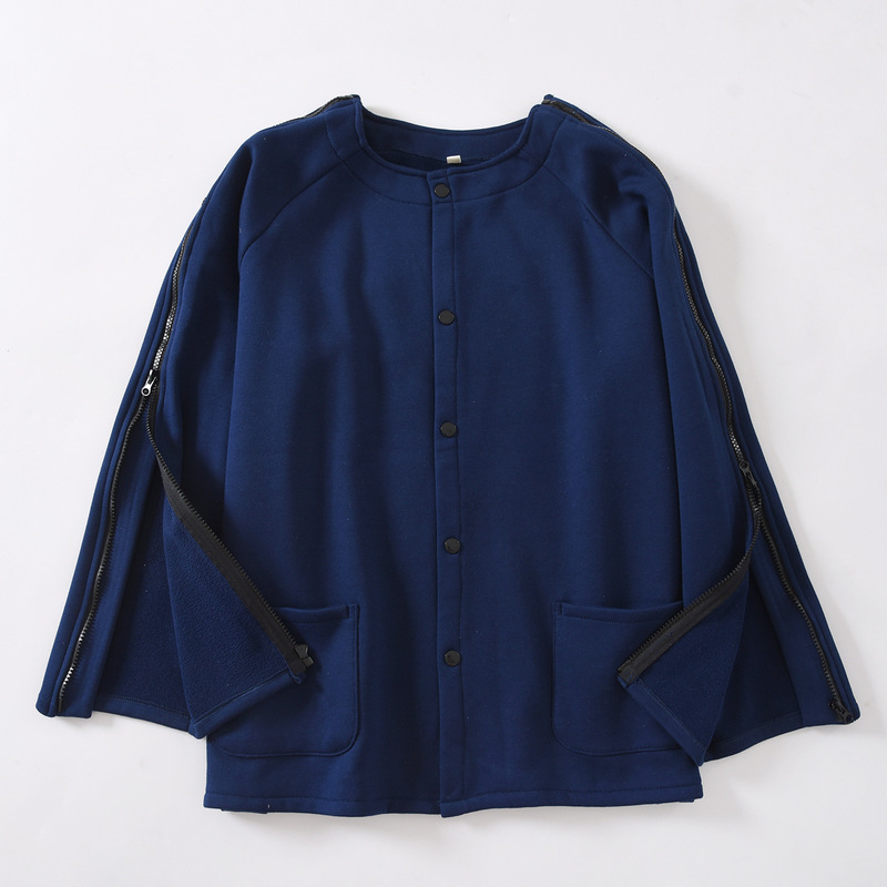 男款大码加厚棉拉绒护理服秋冬保暖宽松术后康复服卧床针灸理疗服|undefined
