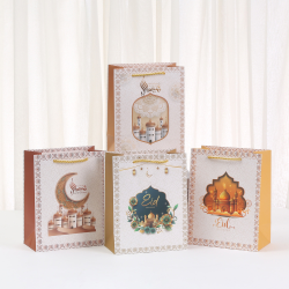 跨境中东新款月亮节主题礼品包装袋白卡礼袋月亮派对礼物手提袋