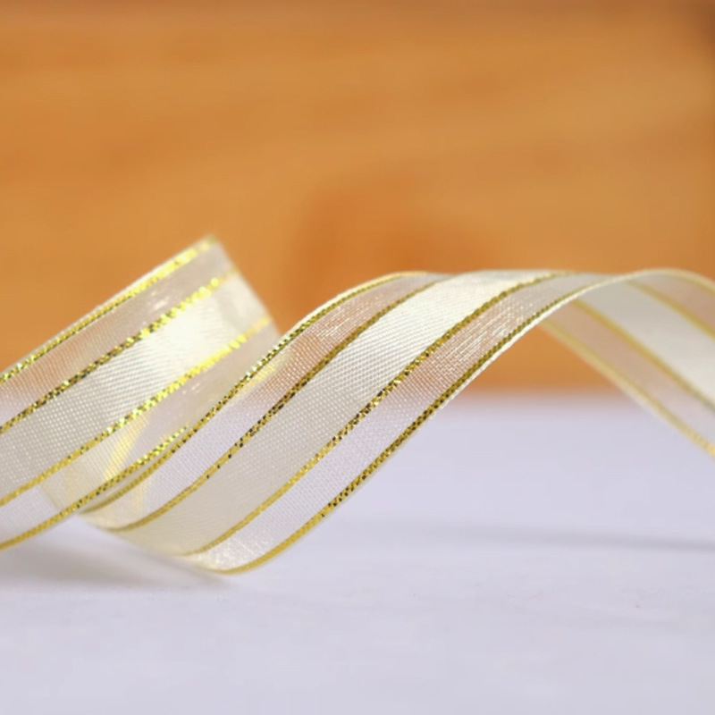 15mm韩式中缎边网蕾丝金边纱带礼品花束包装婚庆缎带彩带丝带