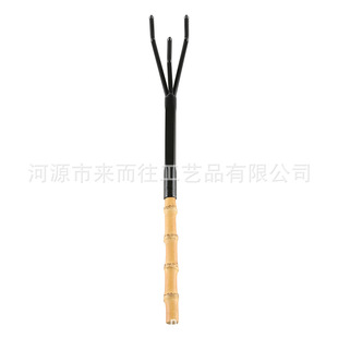 Gardening garden tools Three-tooth rake grass loose soil bamboo handle shovel soil three-claw rake garden vegetable farm tools