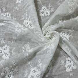 全棉水溶打孔绣花布料春夏季服装欧美大花型镂空刺绣面料批发
