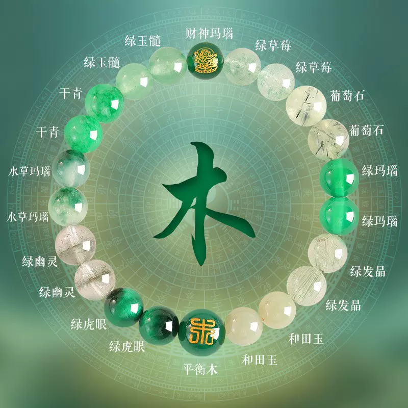 五行手链女补金天然水晶手串黄水晶招财多宝好运送女友礼物