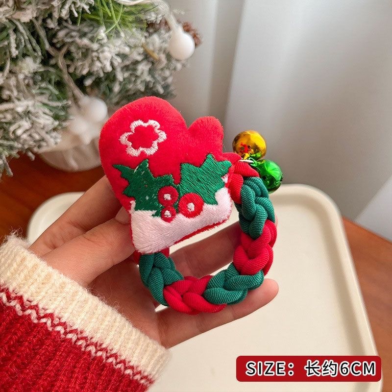 圣诞节小鹿毛绒大肠发圈女高弹力耐用发绳可爱公仔橡皮筋发饰头绳|undefined