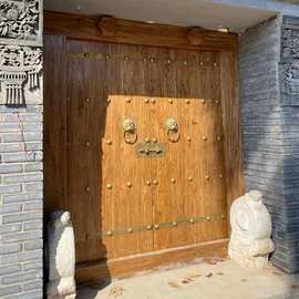 老榆木别墅双开大门农村庭院自建房祠堂新中式榆木大门入户大门