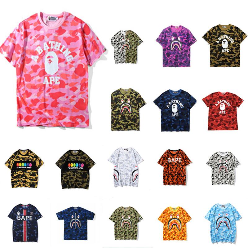 Amazon's New Trendy Brand Shark Head Couple's Summer Camouflage T-Shirt Wholesale 3D Printed Mesh Short Sleeves