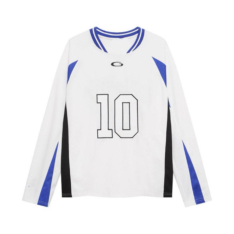Autonomous No. 10 letter embroidery logo collaboration collection, casual round-neck mesh long-sleeve T-shirt, perfect for everyday wear Autonomous No. 10 letter embroidery logo collaboration collection, casual round-neck mesh long-sleeve T-shirt, perfect for everyday wear