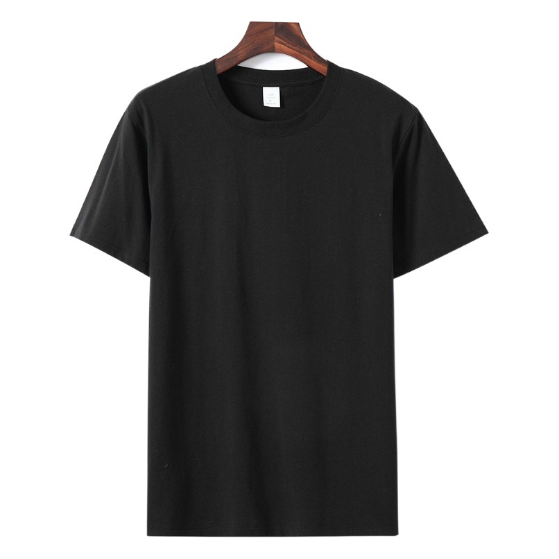 280g Camiseta de algodón pesado blanco y negro camisa base de hombres y mujeres color sólido cuello redondo manga corta estudiante calle logotipo imprimible Suelto