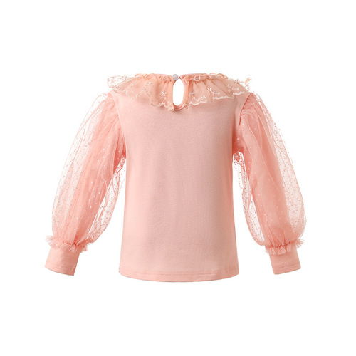 Baby Girl Base Layers Top Autumn Winter Small Medium Children Fashion Versatile Baby Girl Autumn Clothing Bubblesleeve T-shirt Dropshipping