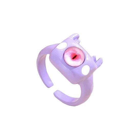 Cute Little Monster Black Cat 2024 New Style Ring Women's Dopamine Jewelry Big Eye Boy Ring Couple's Tail Ring for Men