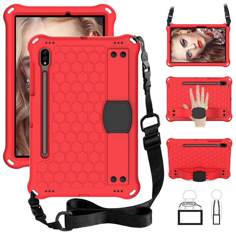 Cross-Border Applicable Samsung S9 Tablet Protective Cover Eva Kidsren's Honeycomb Hand Strap S8 All-Inclusive Anti-Fall Strap Tablet Case