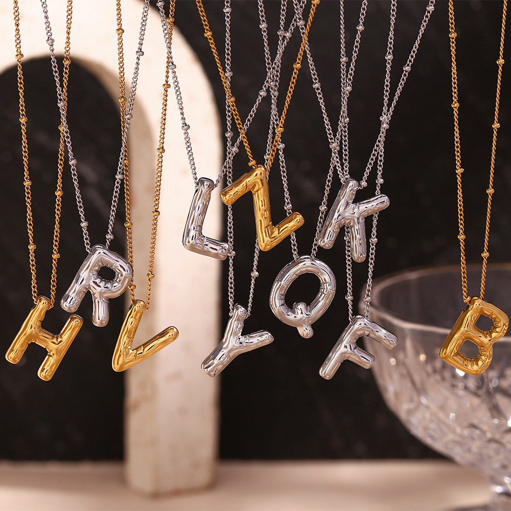 Pendant Necklace Classification PVD Coated Real Gold Plated Letter 316L Stainless Steel  Simple Style Waterproof Non Tarnish Surgical Steel 316L Stainless Steel  Pendant Necklace