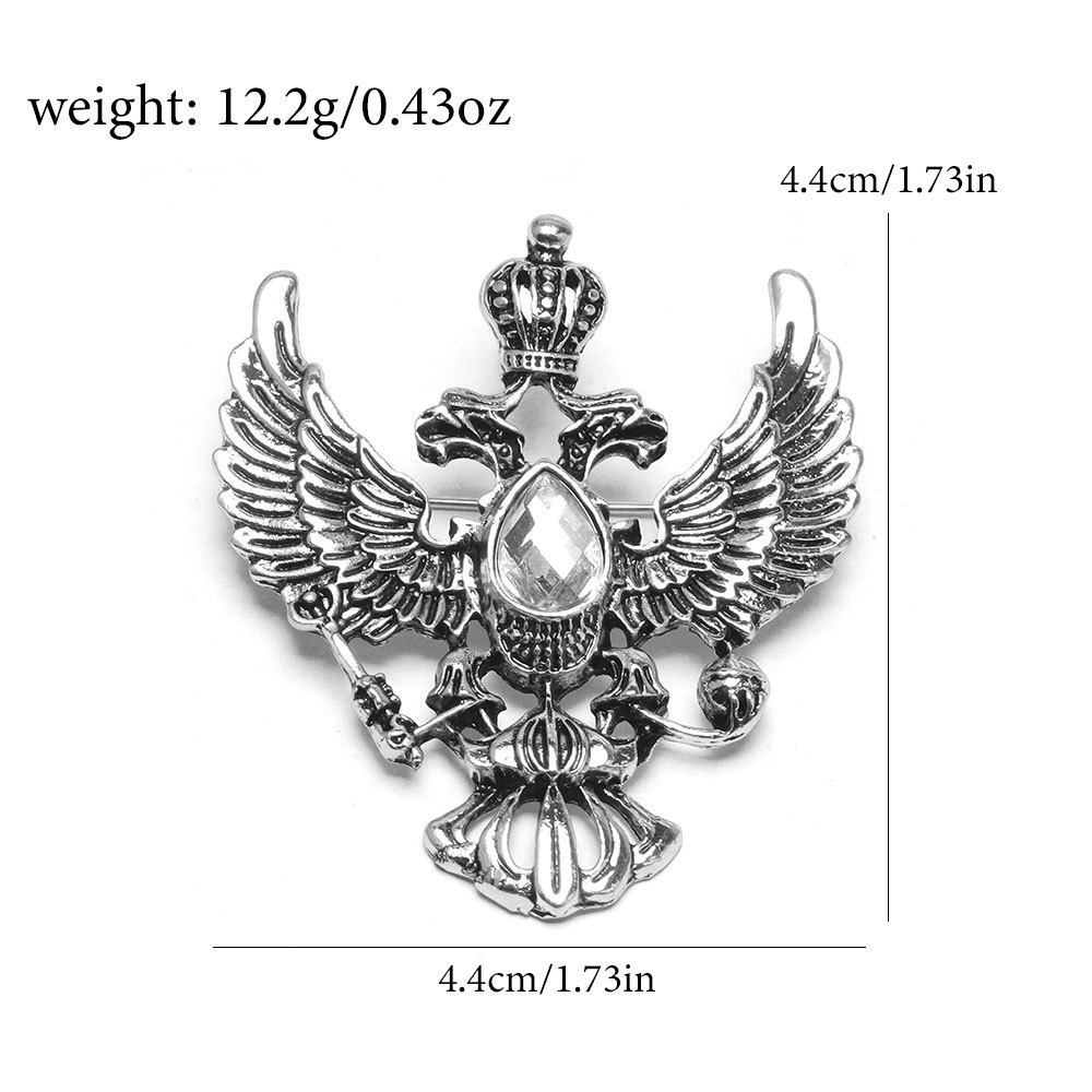 Vintage Double Headed Eagle Crown Brooch For Men Suit Jacket_voghion.com