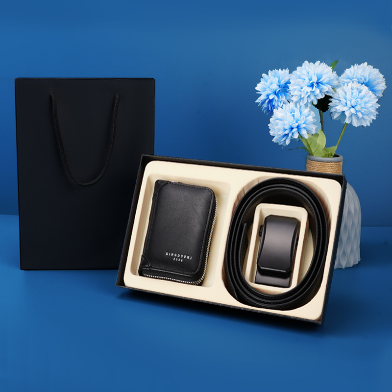 [Business Exclusive] Men's Casual Gift Belt Wallet Gift Box Automatic Buckle Belt Wallet Cross-Border Set